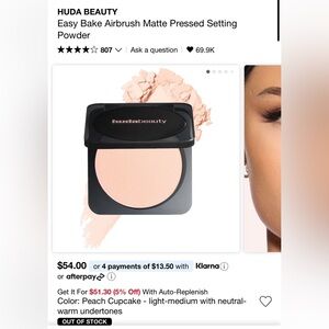 HUDA BEAUTY Easy Bake Airbrush Matte Pressed Setting Powder - Peach Cupcake